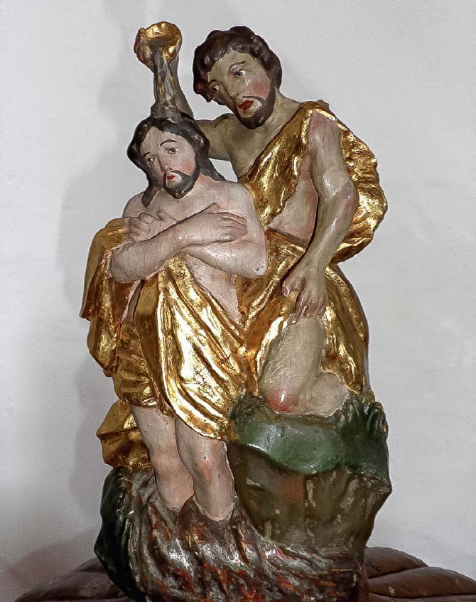 Statue Taufe Jesu (Bild: Friedbert Simon. In: Pfarrbriefservice.de)