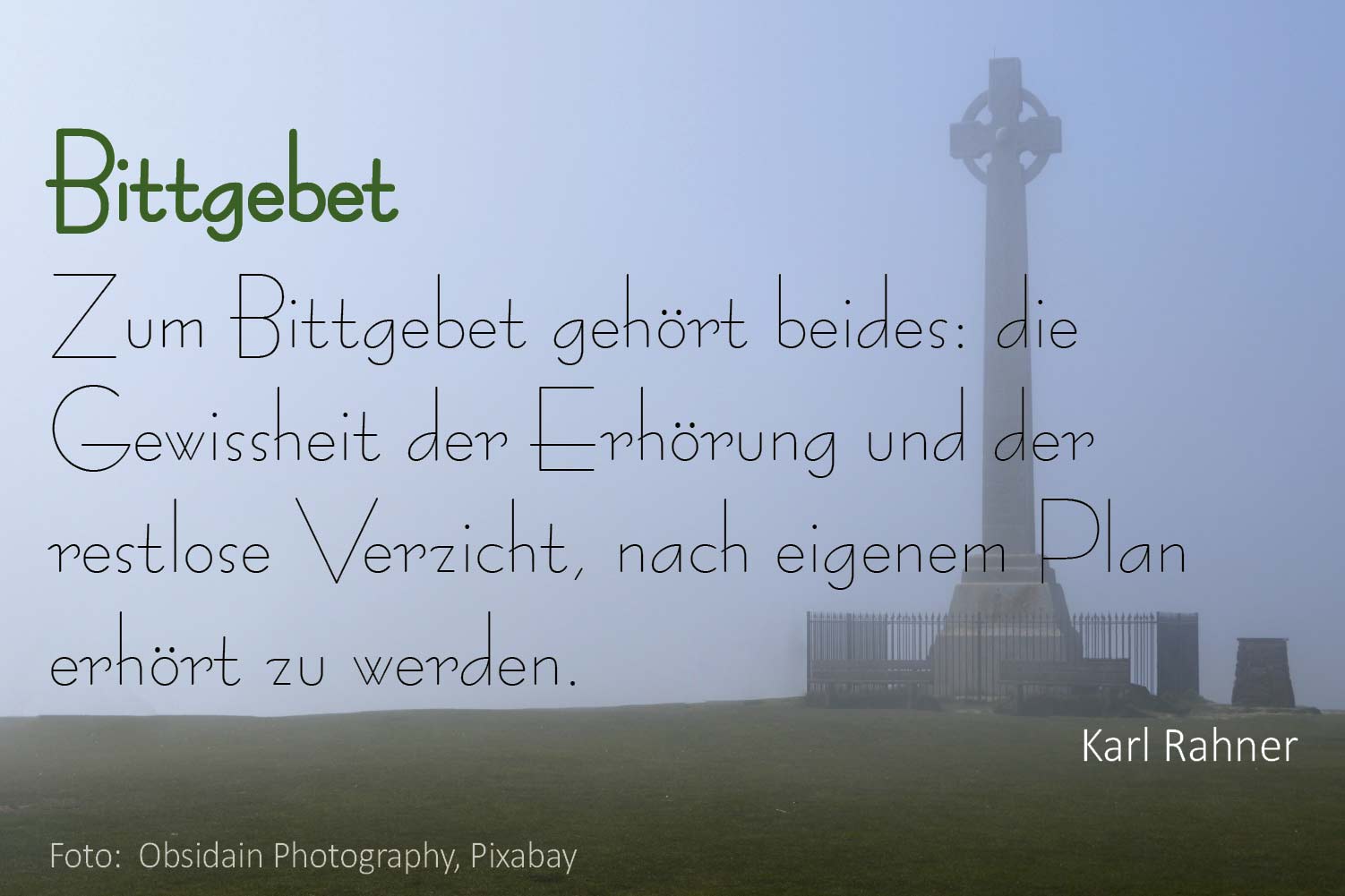 Bittgebet (Gestaltung: Brehm, Foto: Obsidain Photography, Pixabay)