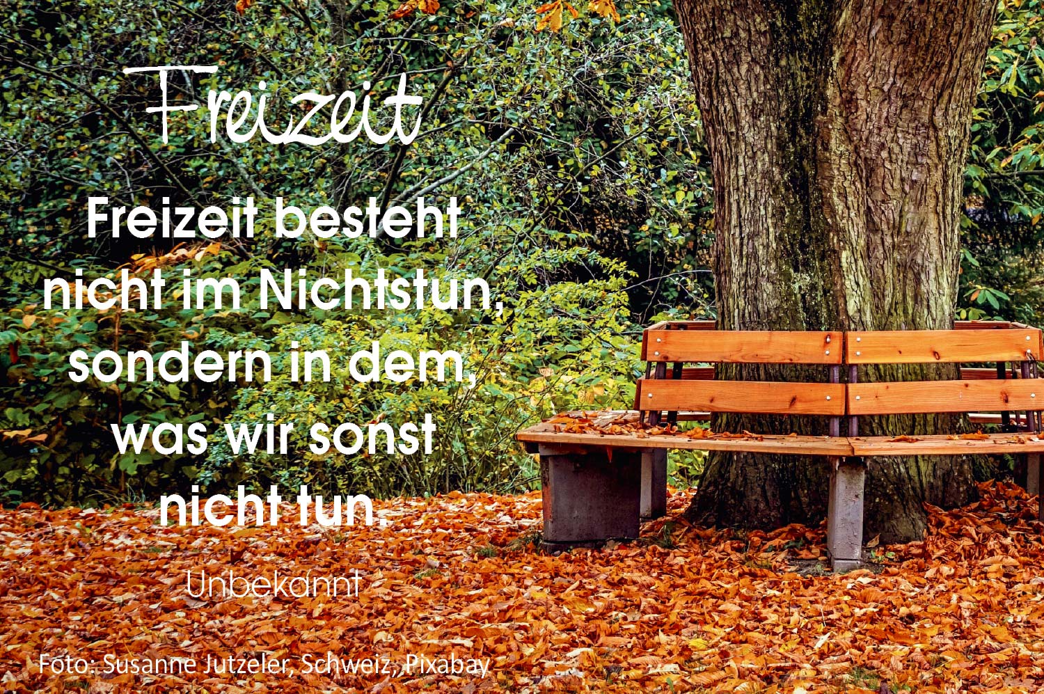 Karte Freizeit (Gestaltung: Brehm, Foto: Susanne Jutzeler, Schweiz, Pixabay)