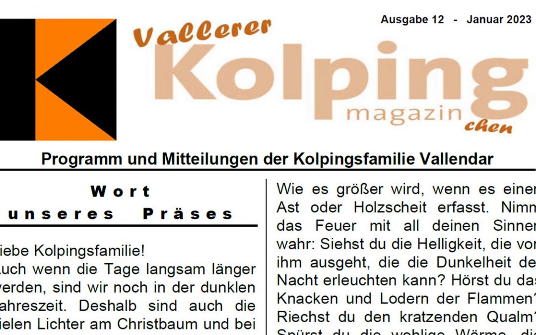 Vallerer Kolpingmagazinchen Ausgabe 12, 2023