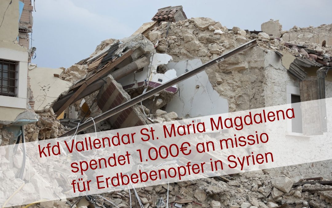 1000 Euro Spende für Erdbebenopfer in Syrien