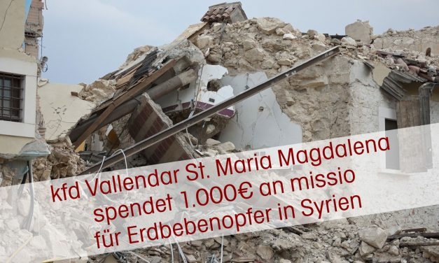1000 Euro Spende für Erdbebenopfer in Syrien