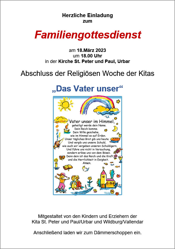Familiengottesdienst zum Abschluss der religiösen Woche der Kitas (Plakat)