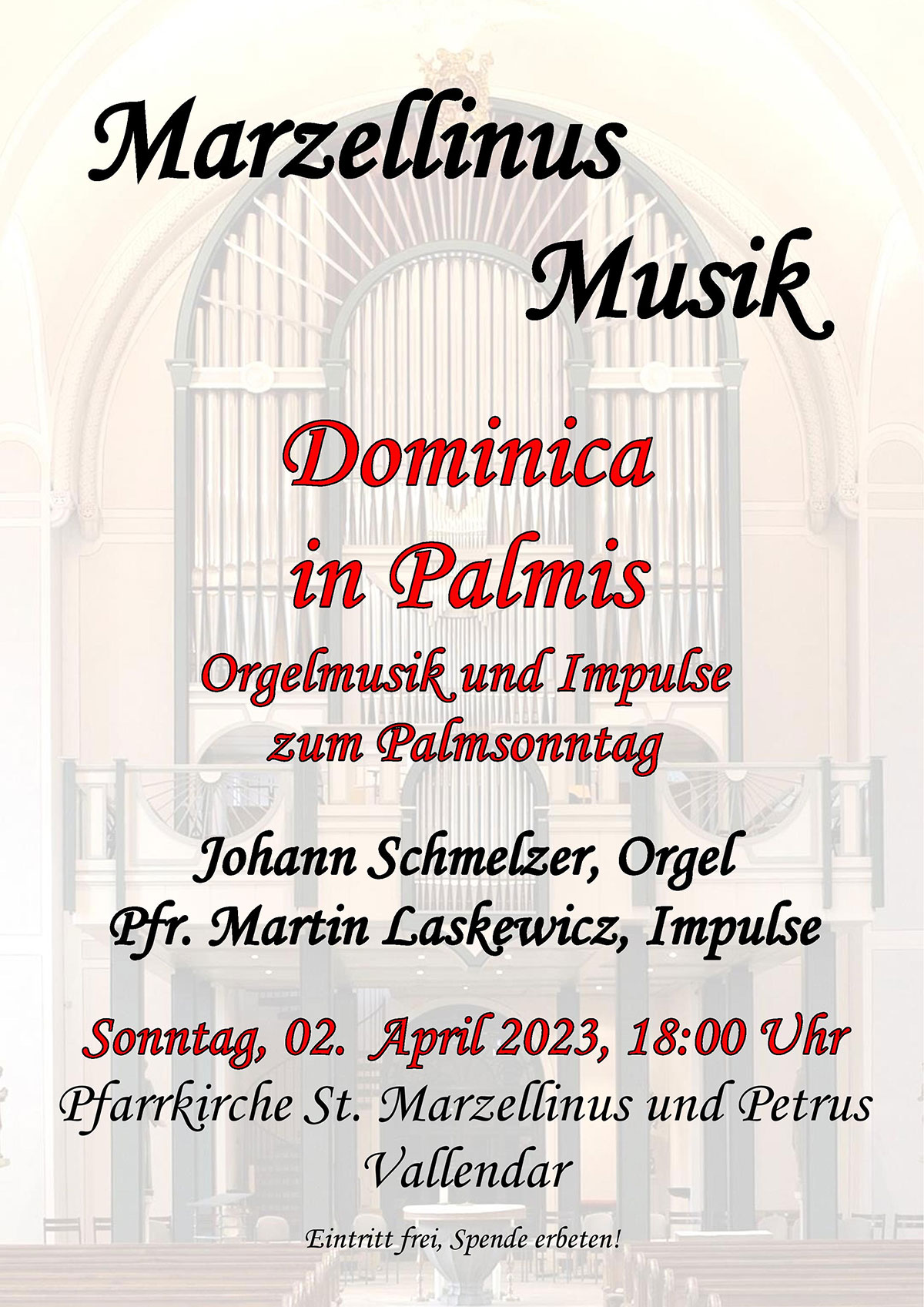 Marzellinus Musik "Dominica in Palmis" - Plakat (Foto: Pfarrei Vallendar)
