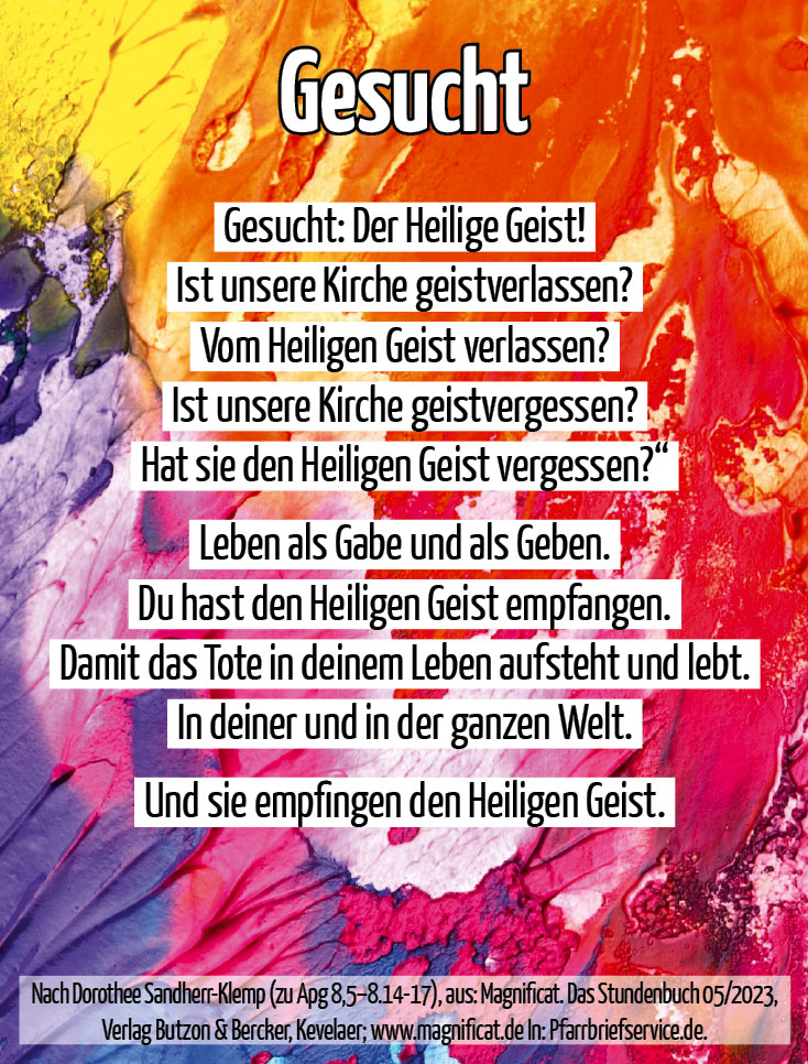 Gesucht: Der Heilige Geist! (Foto "Farben ": garageband, pixabay)