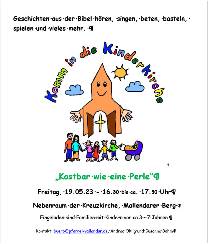 Plakat Kinderkirche im Mai 2023