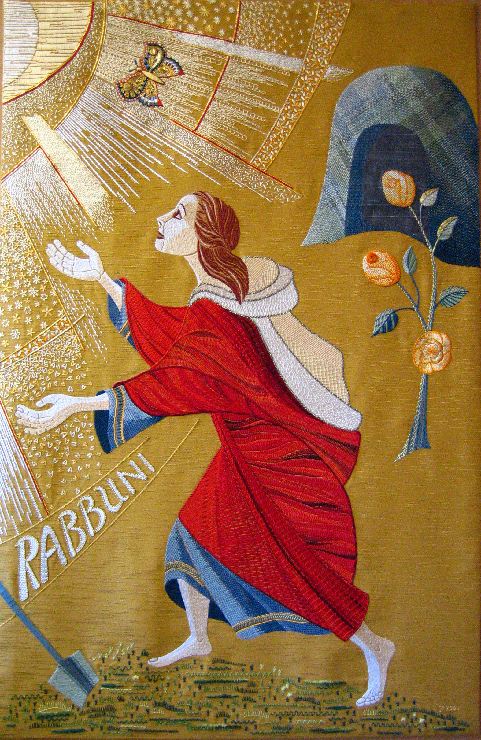 Rabbuni: Stickerei, Wandbehang 83x130 cm, Meisterstück 2003, Schwester M. Joséfa Klein, Schönstätter Marienschwestern