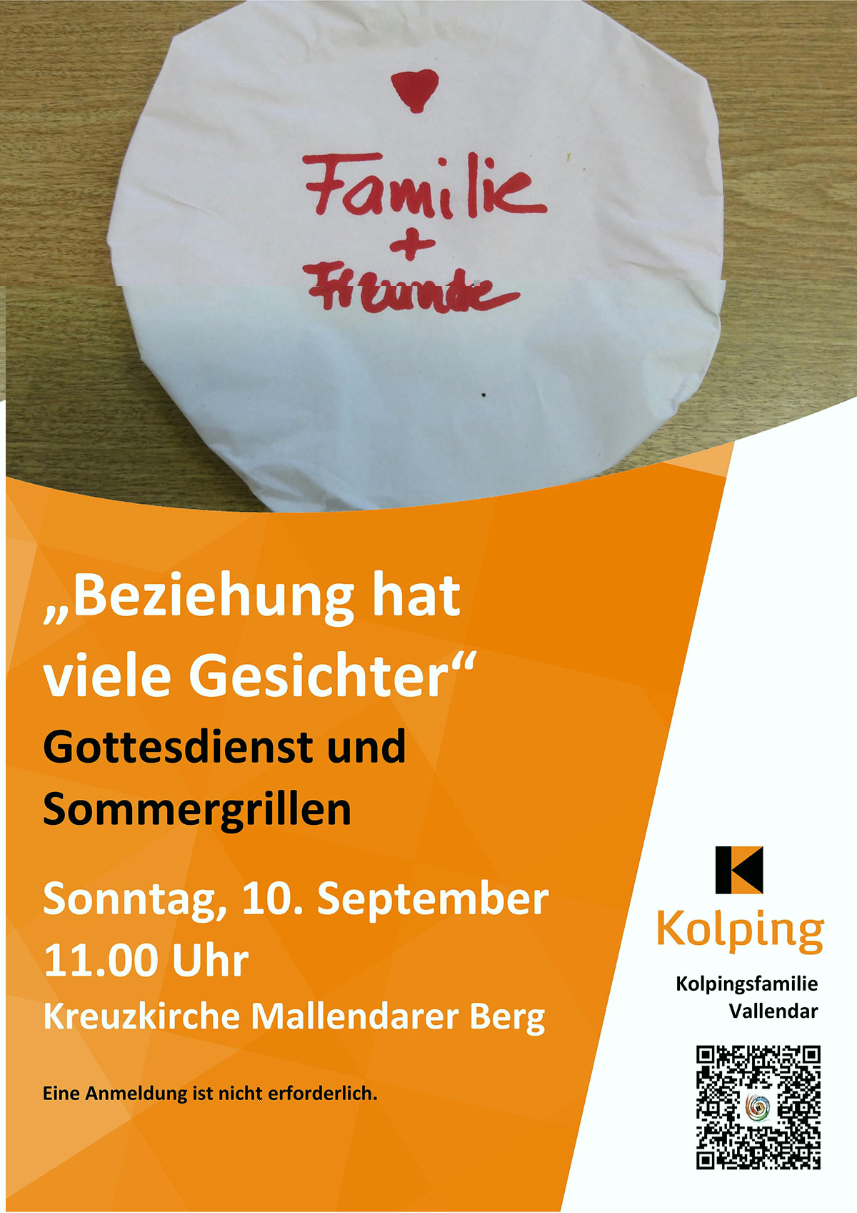 Plakat Sommerferien Grillen in der Kreuzkirche (Gestaltung: Kolpingsfamilie Vallendar)