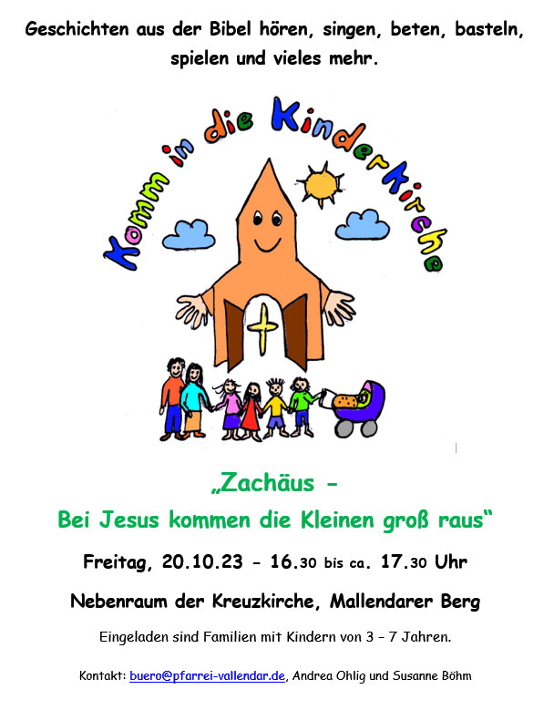 Komm in die Kinderkirche (Plakat: pfarrei-vallendar.de)