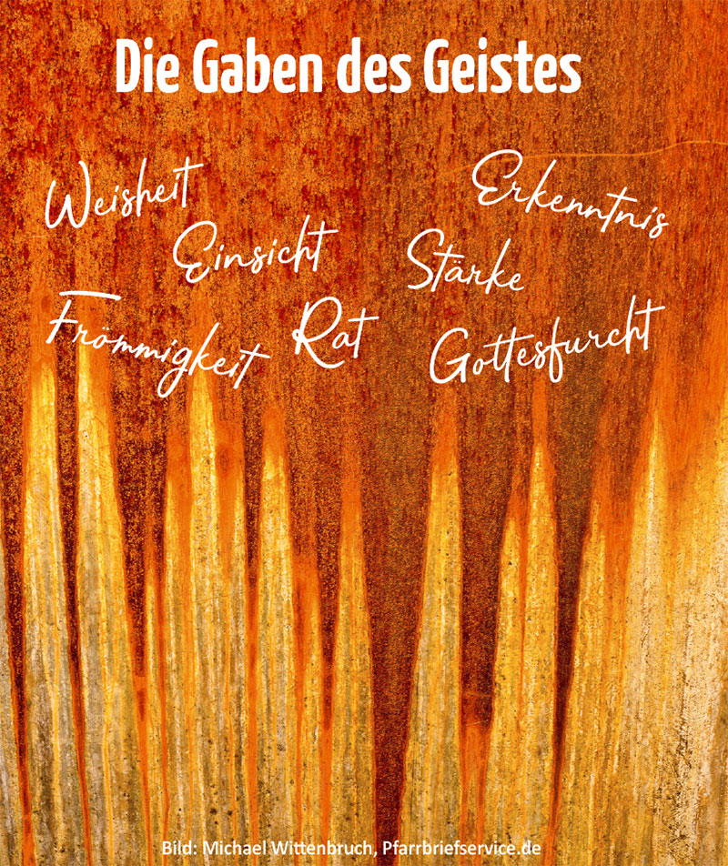 Die Gaben des Geistes (Grafik: "Begeisterung" von Michael Wittenbruch, pfarrbriefservice.de)