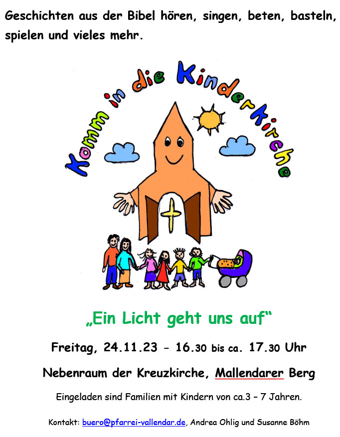 Komm in die Kinderkirche (Plakat: pfarrei-vallendar.de)