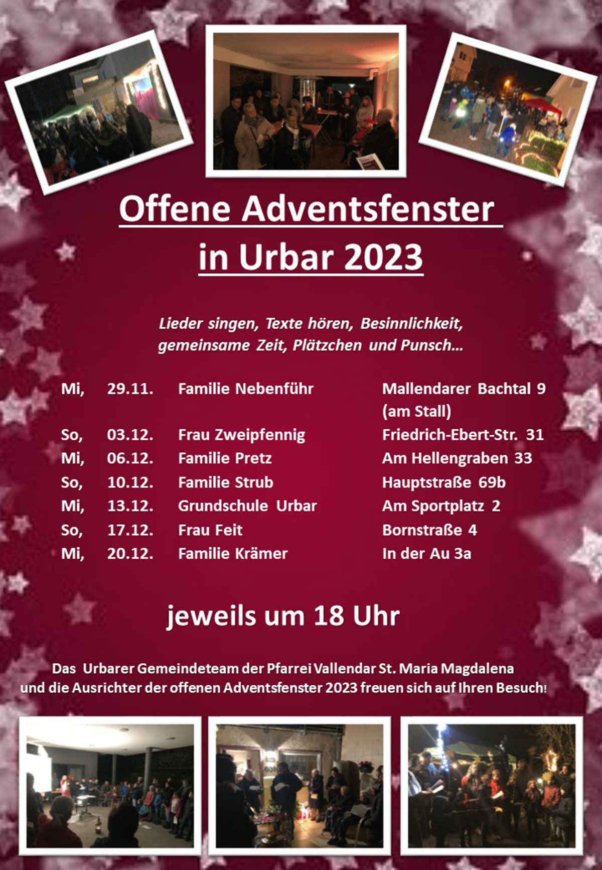 Offene Adventsfenster Urbar 2023 (Plakat)