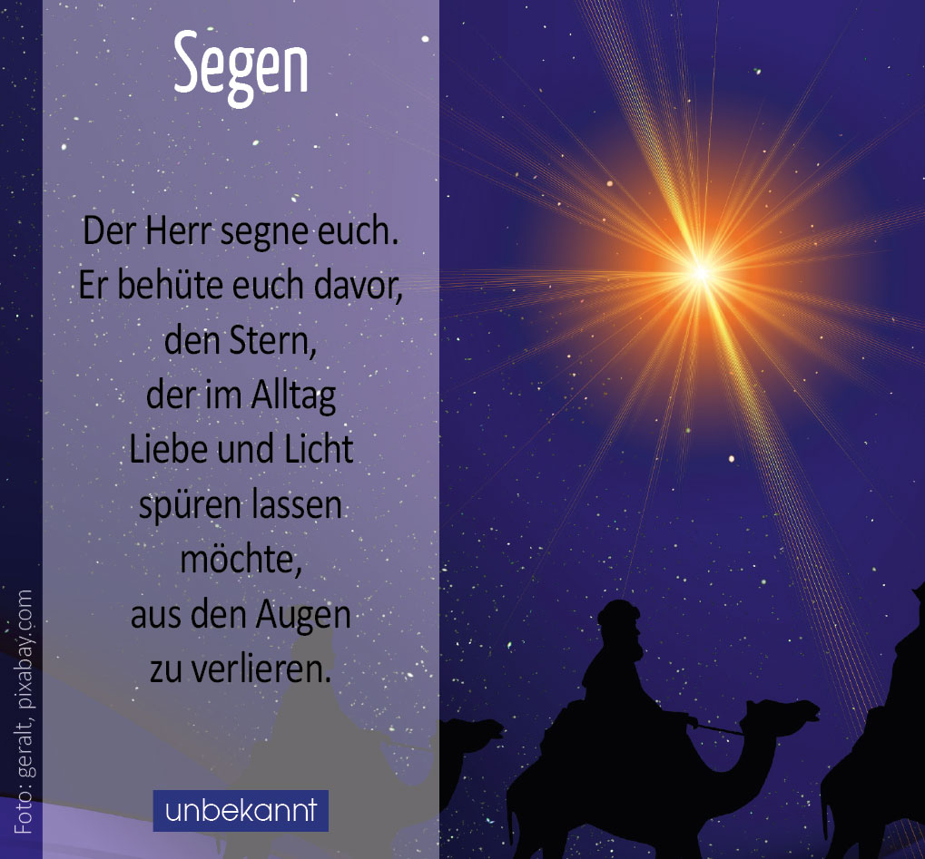Segen (Grafik Bethlehem-Stern: Gerd Altmann, pixabay)