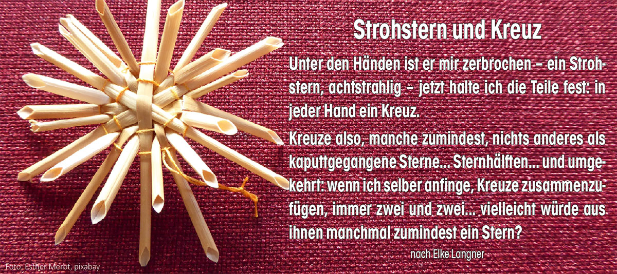 Strohstern und Kreuz (Foto: EME, pixabay)