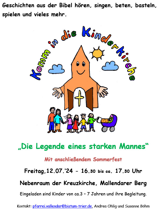 Plakat Kinderkirche Juli 2024
