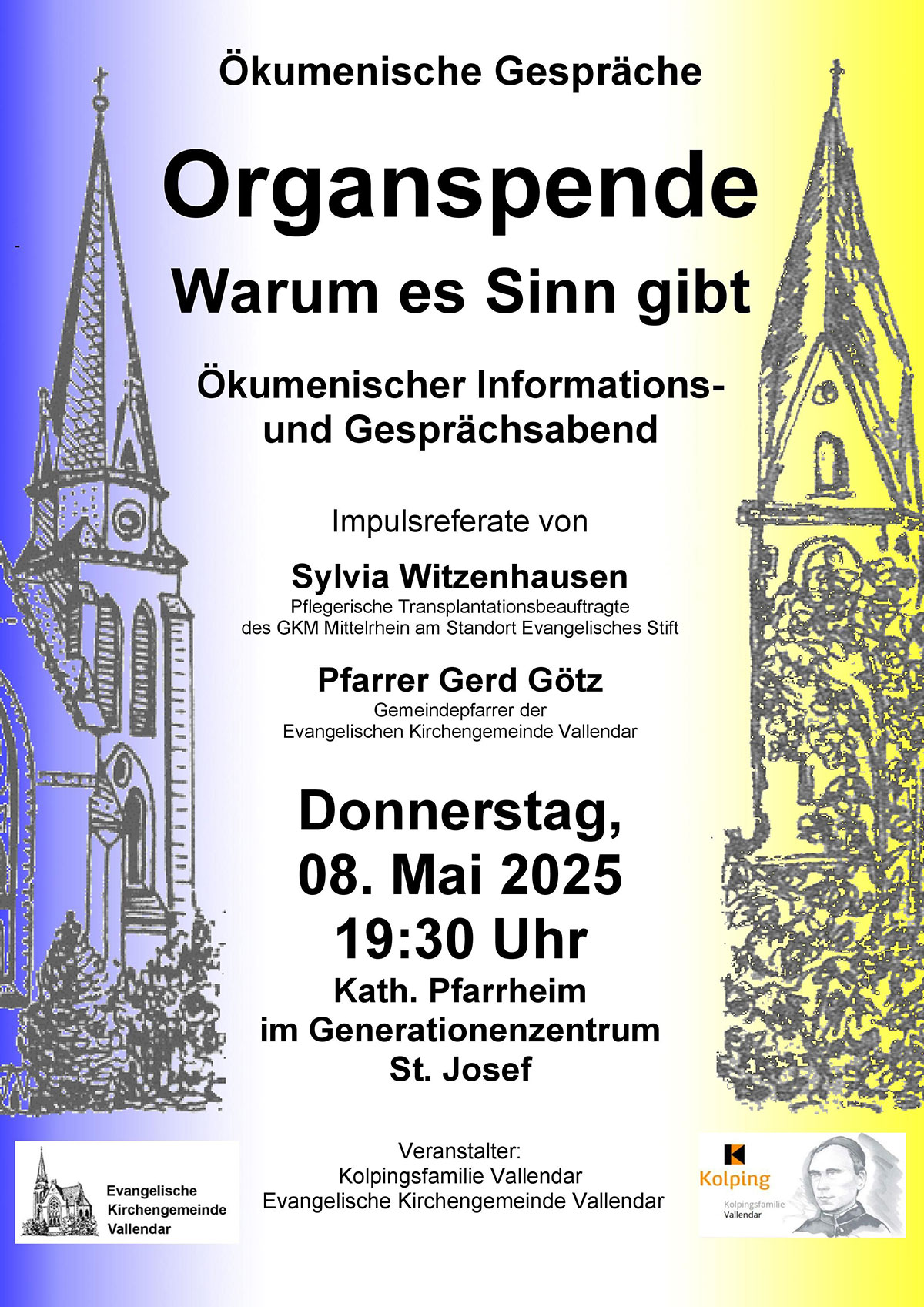 Ökumenischer Gesprächsabend zum Thema Organspende (Plakat)