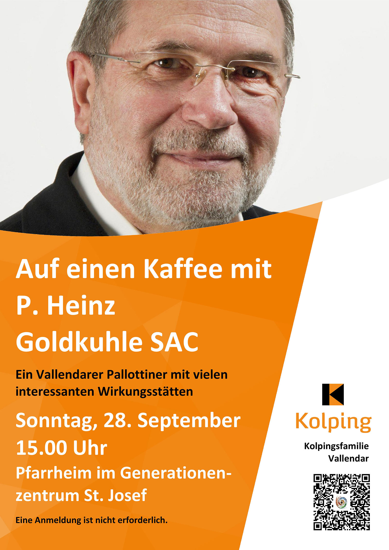 Auf einen Kaffee mit P. Heinz Goldkuhle SAC (Plakat)