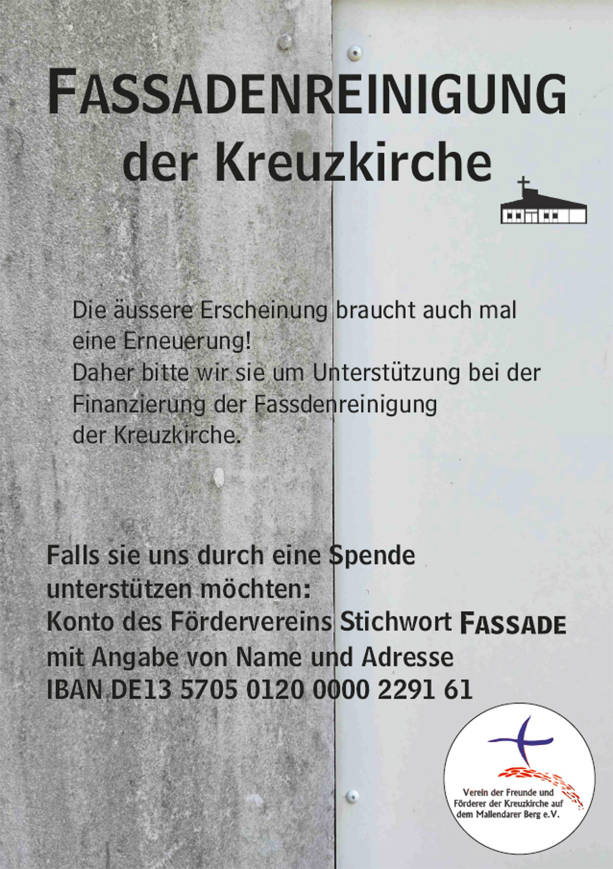 Spendenaktion Fassadenreinigung Kreuzkirche (Plakat)