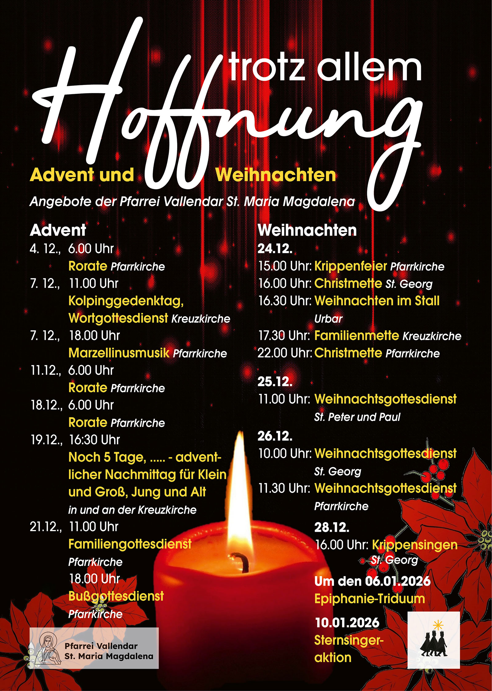 Trotz allem Hoffnung - Advent und Weihnachten in der Pfarrei Vallendar St. Maria Magdalena (Plakat)