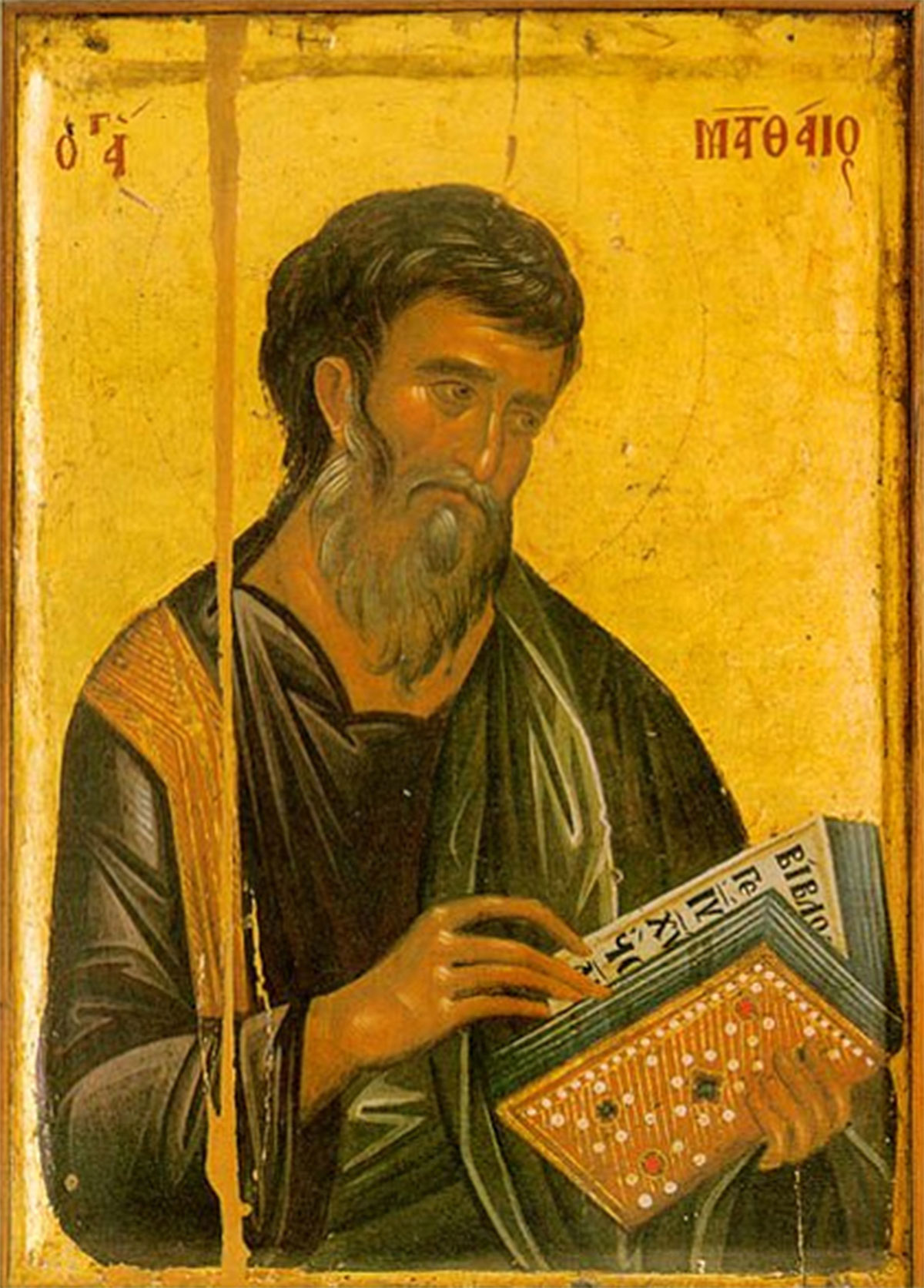 Evangelist Matth&auml;us, (Ikone, 14. Jahrhundert, (c) gemeinfrei)