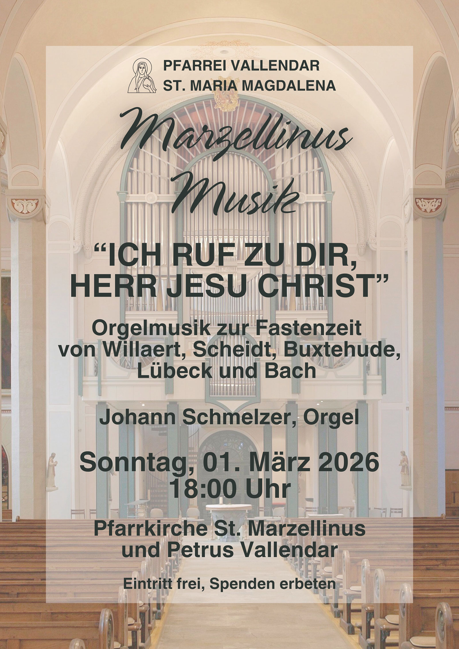 Marzellinus-Musik am 1. M&auml;rz 2026 (Plakat)
