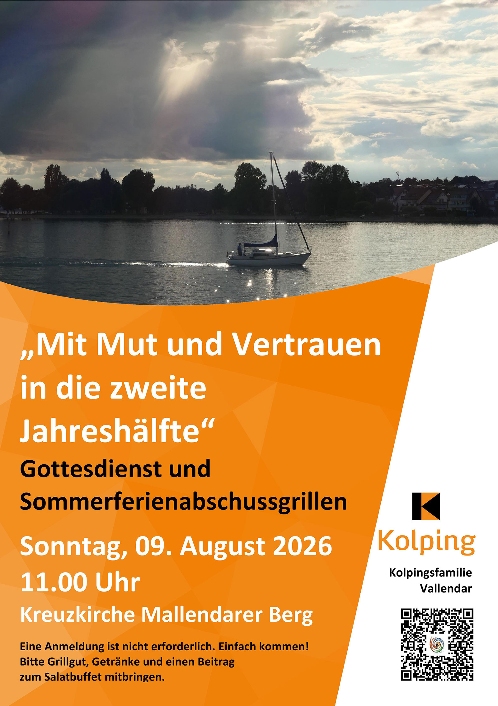 Gottesdienst und Sommerferien-Abschlussgrillen (Plakat)
