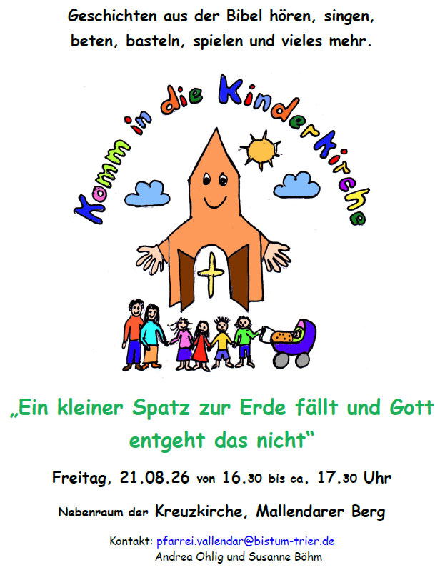 Plakat: Komm in die Kinderkirche, August 2026
