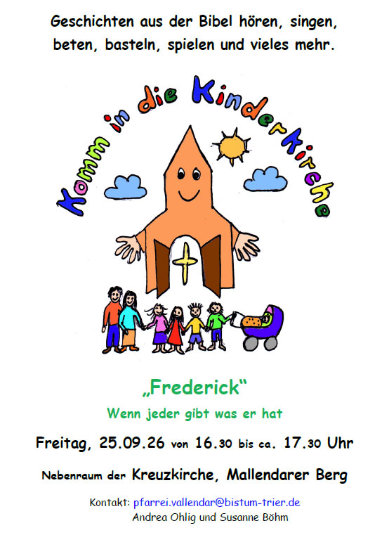 Plakat: Komm in die Kinderkirche, September 2026